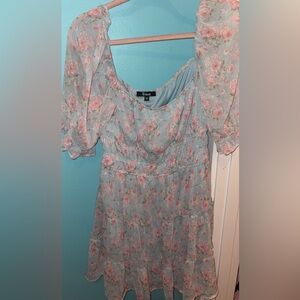 Trixxi Light Blue Floral Mini Dress